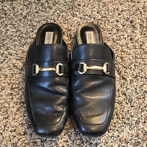 Steve Madden Black Leather Slip-On Horsebit Mules